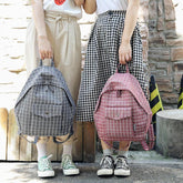 Gitter-Plaid-College-Rucksack im koreanischen Stil mit Reißverschluss